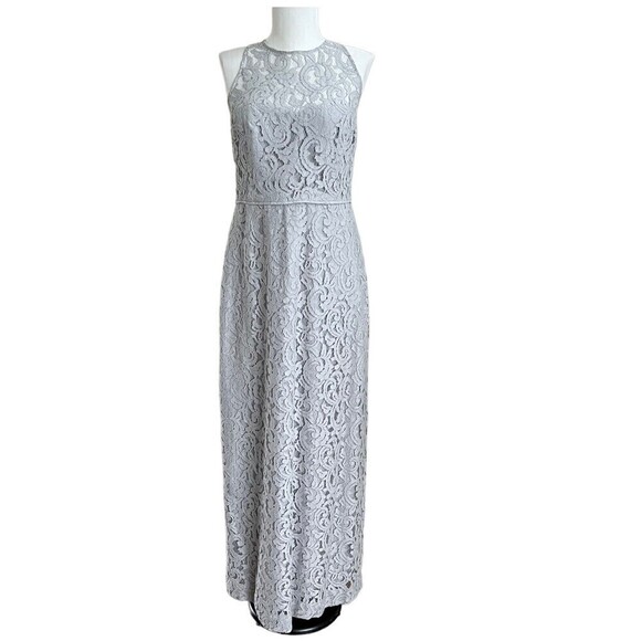 J Crew Pamela lace Maxi Dress Sleeveless Leavers Gray Formal Size 8 - Picture 2 of 14